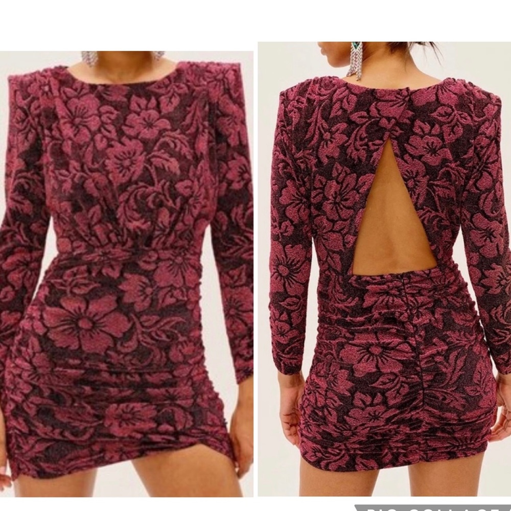 For Love & Lemons Mulberry Shailee Sparkly Floral Metallic Mini Dress Size: S